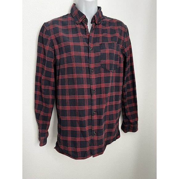 A.P.C. Cotton Flannel Shirt Men Blue Red Plaid Size XS Burton Front Classic - Picture 1 of 6